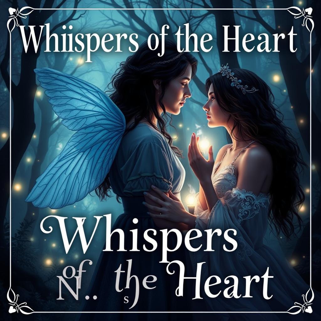 Create an image titled 'Whispers of the Heart: The Legal Wives by: Nightingale' featuring a serene and mystical scene