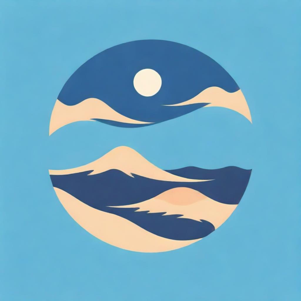 Logo featuring sand dunes with rippling water reflecting the sky