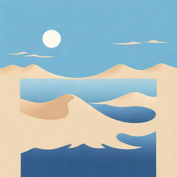 Logo featuring sand dunes with rippling water reflecting the sky