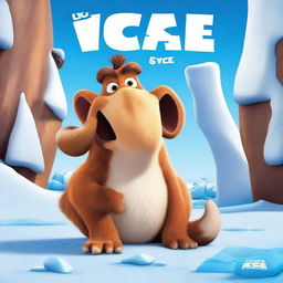 A promotional poster for Ice Age 6: Huba on Ice, featuring Scrat, Sid, and a new character named Blocky