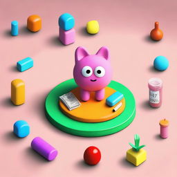 Create an image for 'Penny Object Show (Rated G) (2024)' featuring a cheerful and colorful scene with animated objects like a penny, eraser, and pencil interacting in a friendly and playful environment