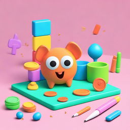 Create an image for 'Penny Object Show (Rated G) (2024)' featuring a cheerful and colorful scene with animated objects like a penny, eraser, and pencil interacting in a friendly and playful environment