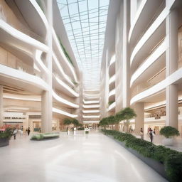 A detailed architectural rendering of SM City Magga, showcasing the design from the 1st floor to the 4th floor