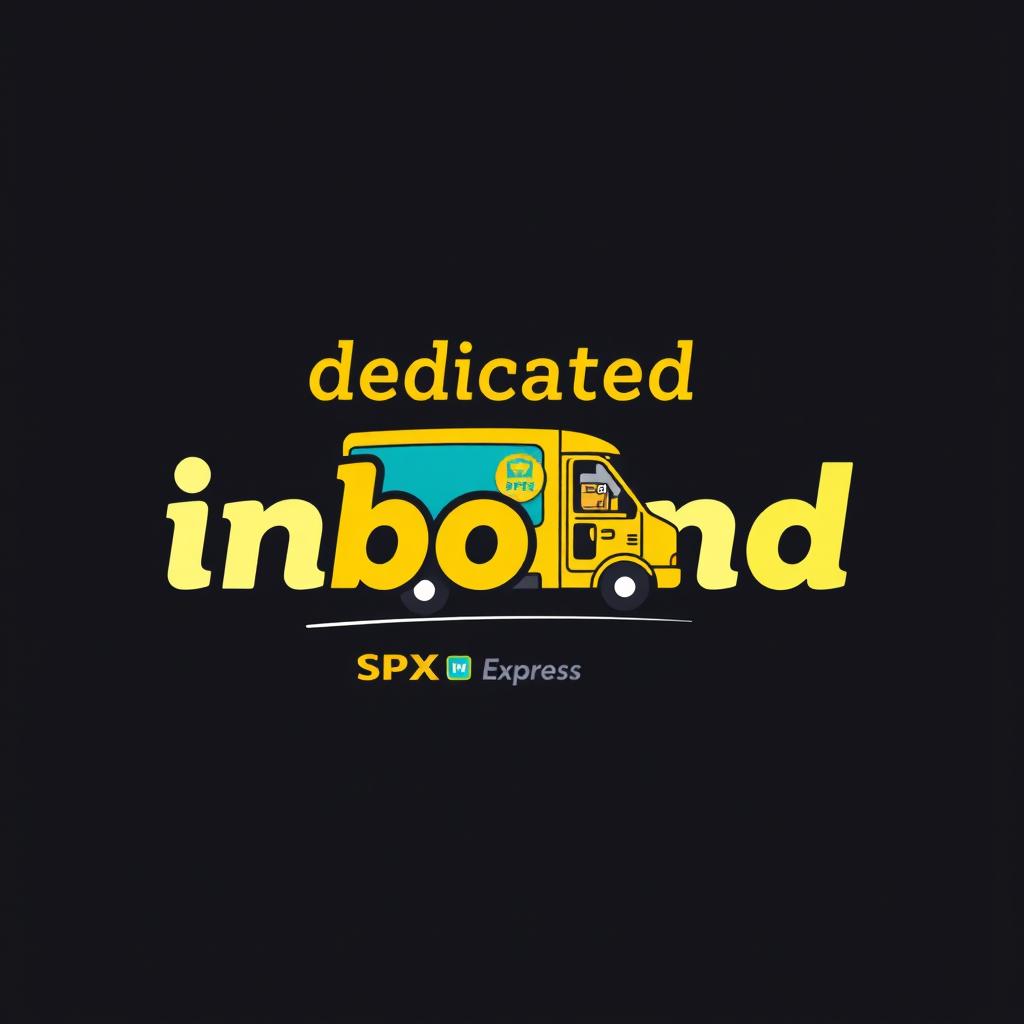 A t-shirt design featuring the words 'dedicated inbound' with a caricature theme of SPX Express