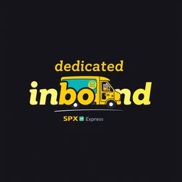 A t-shirt design featuring the words 'dedicated inbound' with a caricature theme of SPX Express