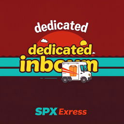 A t-shirt design featuring the words 'dedicated inbound' with a caricature theme of SPX Express