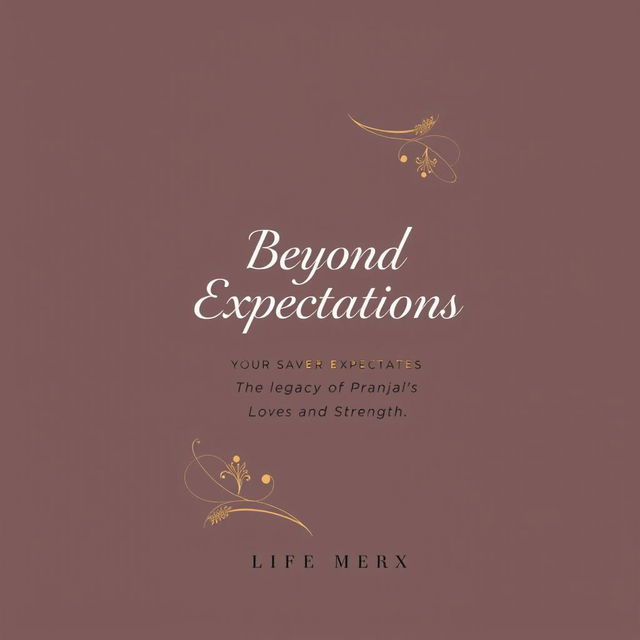 Create a book cover page featuring the title 'Beyond Expectations: The Legacy of Pranjal’s Love and Strength'