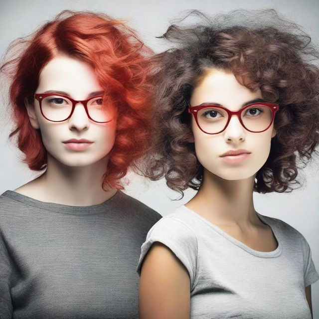 Uma imagem mostrando dois mundos diferentes na mente, com uma jovem adulta de fundo
