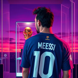 Create an image of Lionel Messi wearing the number 10 jersey in a trap-inspired style