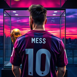 Create an image of Lionel Messi wearing the number 10 jersey in a trap-inspired style