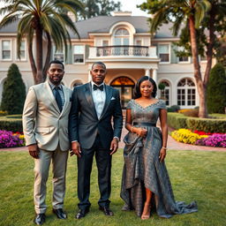 Generate a picture of a billionaire black American family