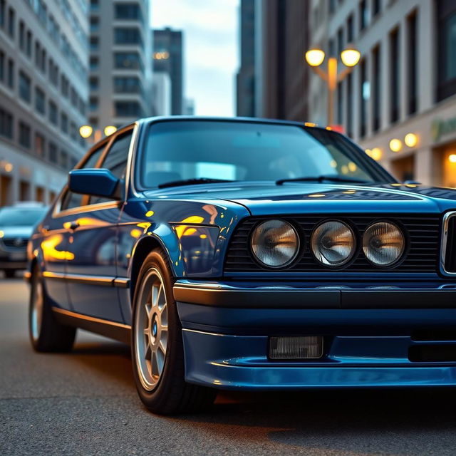 A BMW E31 painted in a rich and vibrant china blue color