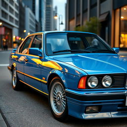 A BMW E31 painted in a rich and vibrant china blue color