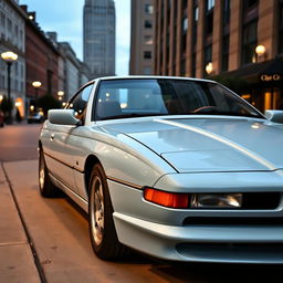 A BMW 850CSi painted in a soft and elegant baby blue color