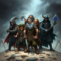 A splash page group photo of a fantasy adventuring party