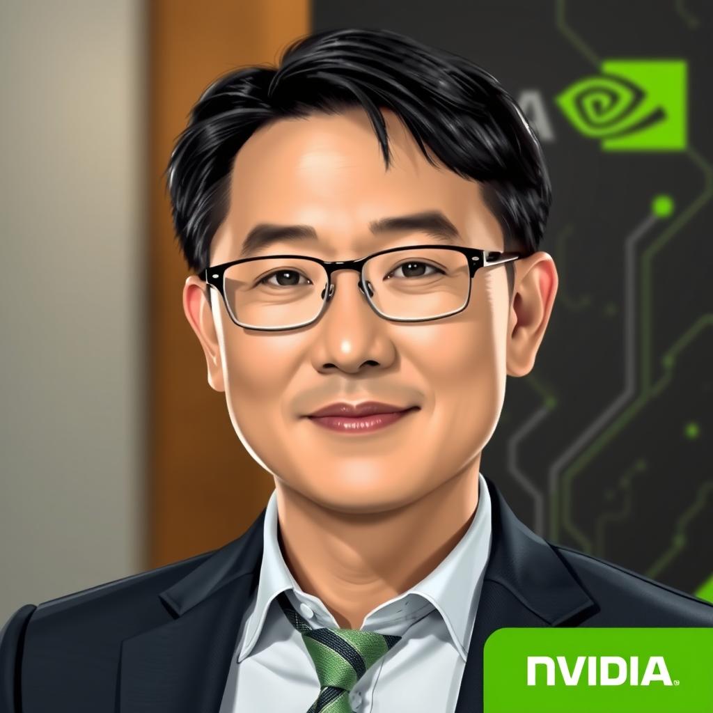 A detailed portrait of Jen-Hsun Huang, the CEO of NVIDIA, in a professional setting