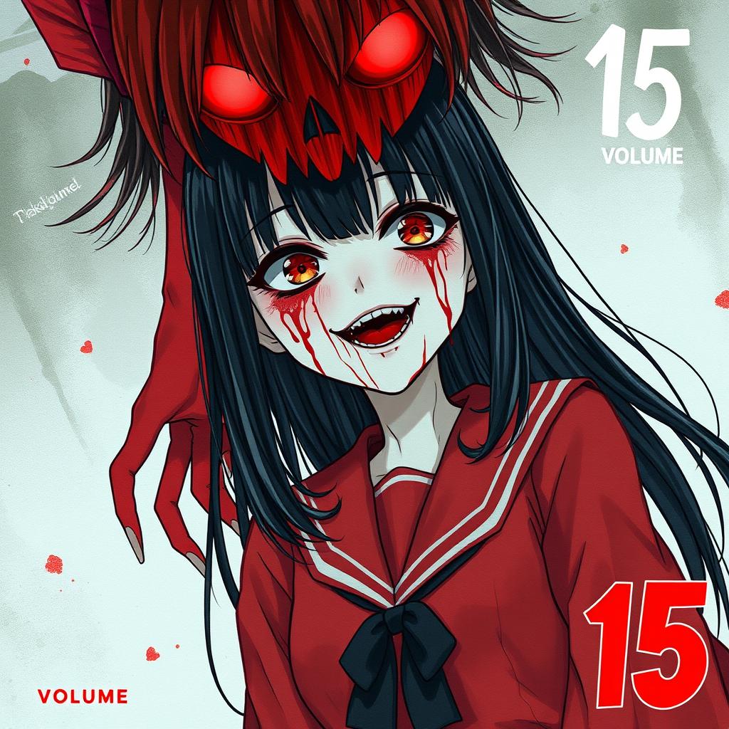 A ghoulish anime girl with an exaggerated, creepy/scary face reminiscent of Kakegurui