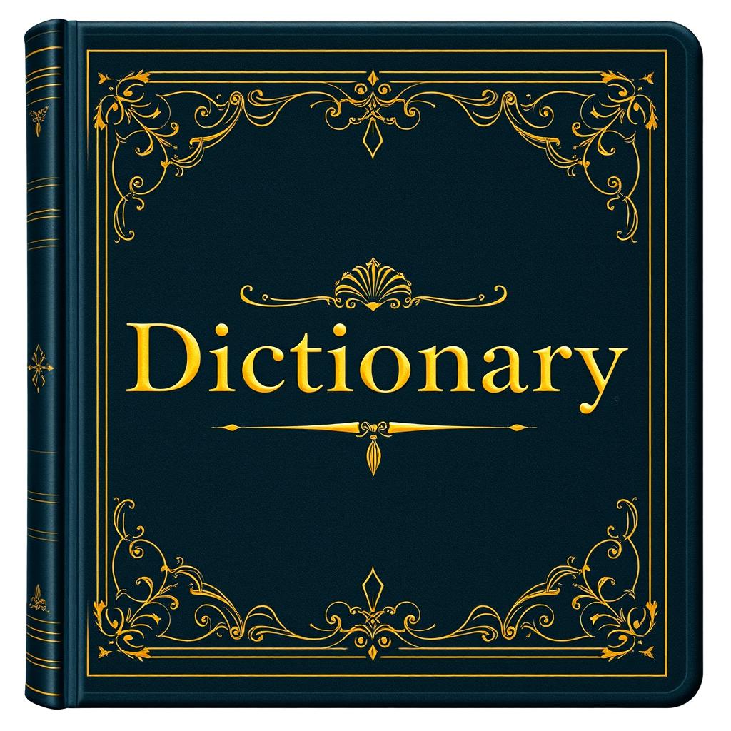 A detailed cover of a dictionary, featuring elegant typography and classic design elements