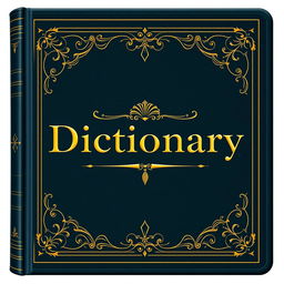 A detailed cover of a dictionary, featuring elegant typography and classic design elements