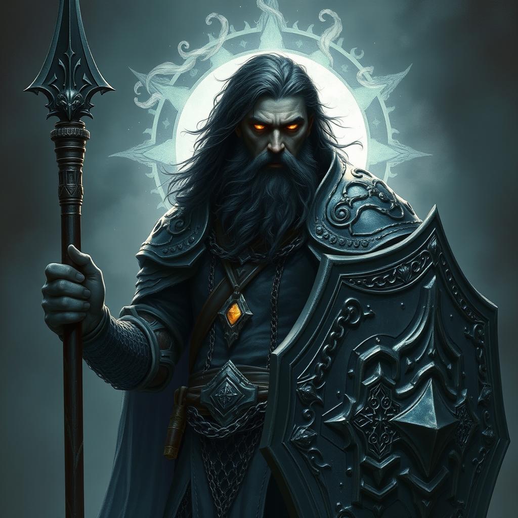Create an image of an Aasimar Raven Queen Paladin with glowing eyes