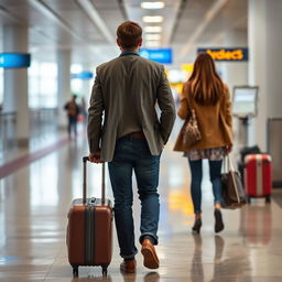 A man carrying a suitcase and a bag is leaving a woman behind with the intention of pursuing education