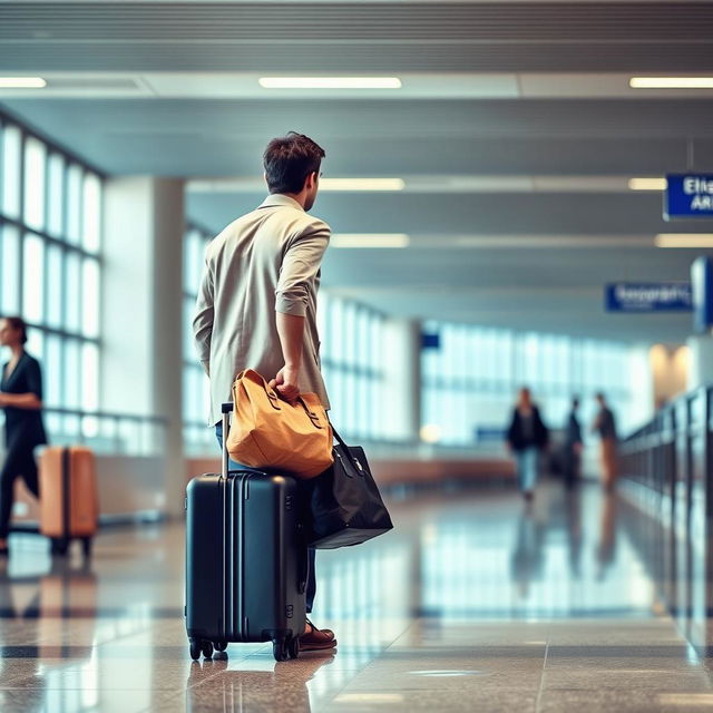 A man carrying a suitcase and a bag is leaving a woman behind with the intention of pursuing education