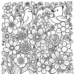 A detailed black and white illustration suitable for a coloring book page