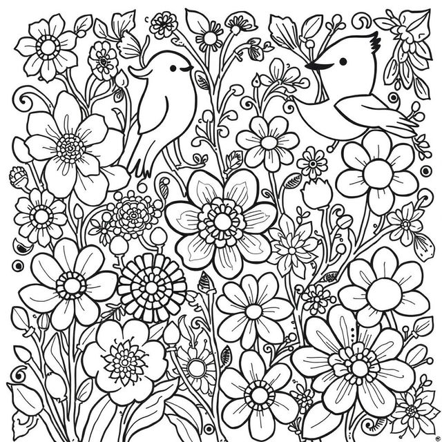 A detailed black and white illustration suitable for a coloring book page