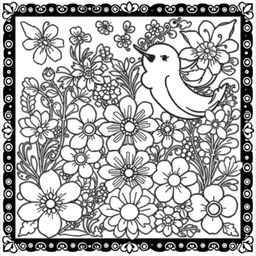 A detailed black and white illustration suitable for a coloring book page