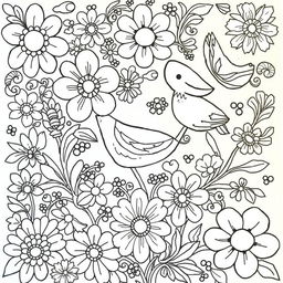 A detailed black and white illustration suitable for a coloring book page