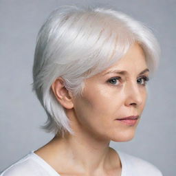 Photo of events of a woman 25 years, average build, with white hair. 