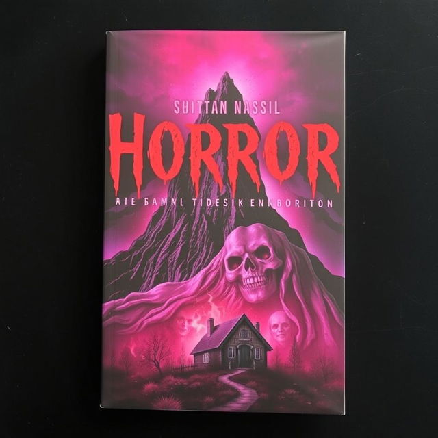 A cover for a horror book featuring a mixture of red, purple, and black colors