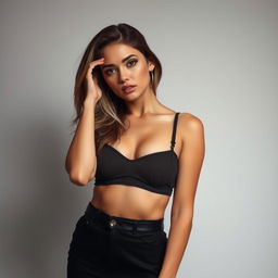 A person in a sexy pose wearing a cropped top