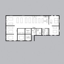 Design a detailed floorplan for a 400 square meter area