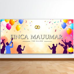 Create a large, eye-catching wall poster design for an event venue called 'FINCA MANUMAR' that hosts various types of celebrations, including birthdays, weddings, concerts, and parties