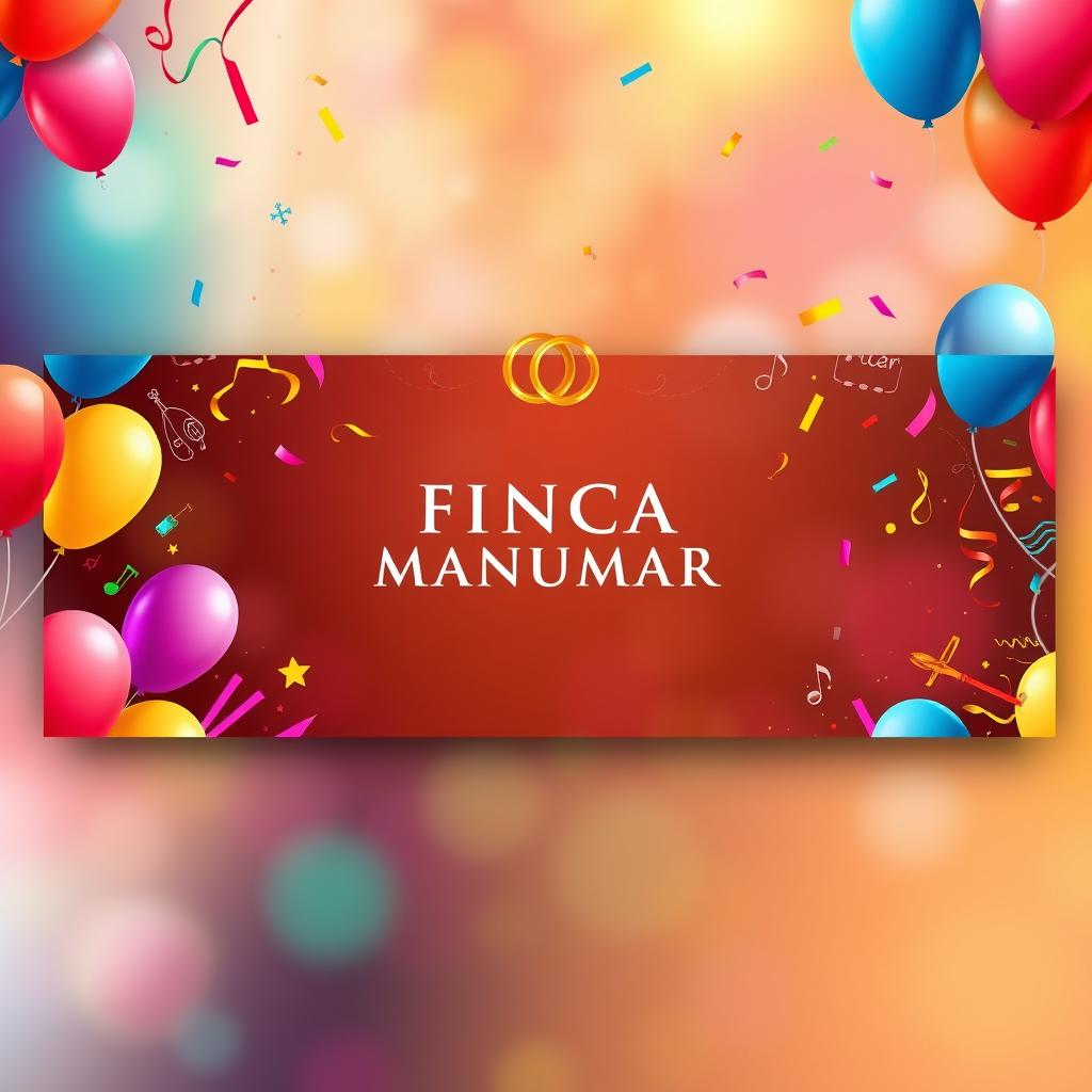 Create a large, eye-catching wall poster design for an event venue called 'FINCA MANUMAR' that hosts various types of celebrations, including birthdays, weddings, concerts, and parties