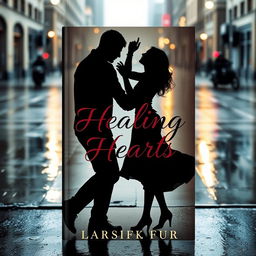 A romantic book cover featuring the shadowy silhouettes of a man and a woman dancing in the rain