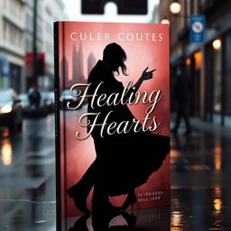 A romantic book cover featuring the shadowy silhouettes of a man and a woman dancing in the rain