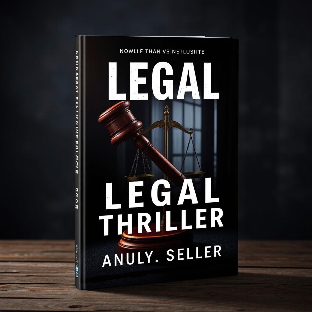 A captivating book cover for a legal thriller novel