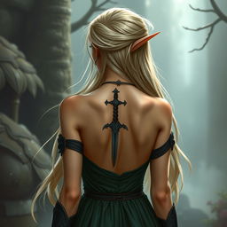 A high elf young adult woman with fair skin and long hair