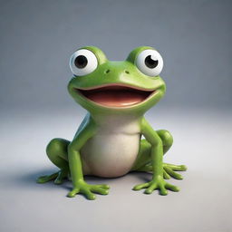 A 3D, cartoon-style, simple but expressive frog.