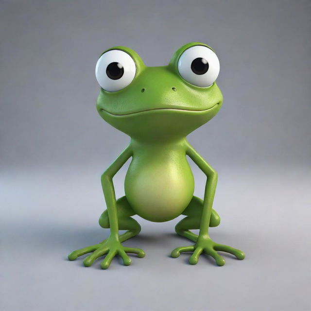 A 3D, cartoon-style, simple but expressive frog.