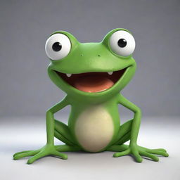 A 3D, cartoon-style, simple but expressive frog.