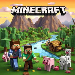 Create an image featuring characters from the Minecraft universe