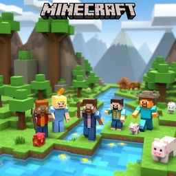 Create an image featuring characters from the Minecraft universe