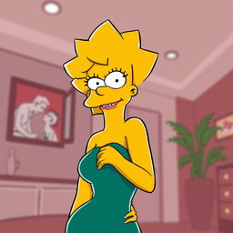 Create an image of Lisa Simpson in a sexy pose, with a confident and alluring expression