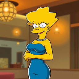 Create an image of Lisa Simpson in a sexy pose, with a confident and alluring expression