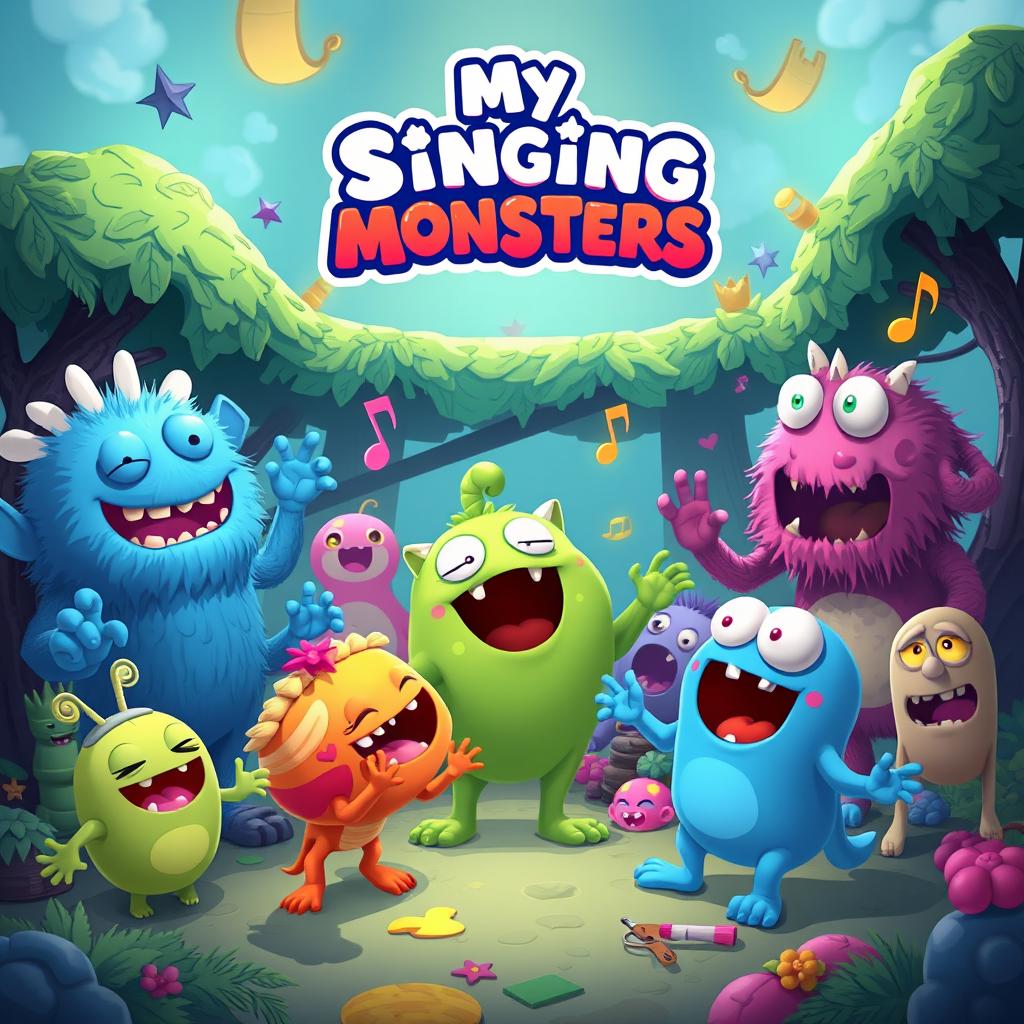 Create an image featuring characters from the game My Singing Monsters