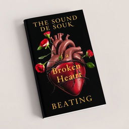 A book cover with a black background featuring an anatomically correct heart wrapped in a thorny vine with roses coming off