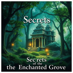 Create a captivating book cover featuring a mystical forest with a hidden ancient temple